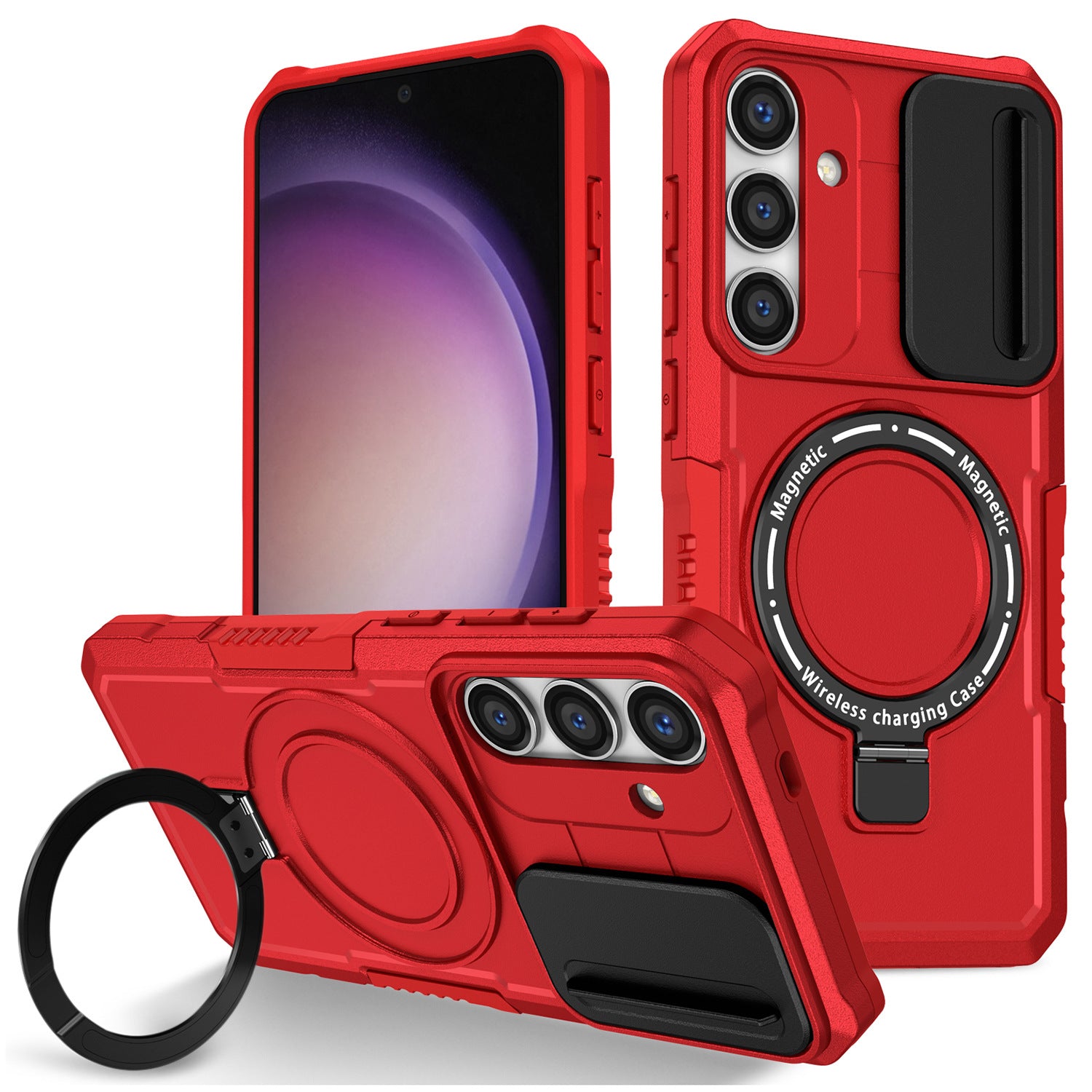 For Samsung Galaxy S24+ Case Slide Lens Window Kickstand Protective Cover Compatible with MagSafe For Samsung Galaxy S24+ Case Slide Lens Window Kickstand Protective Cover Compatible with MagSafe